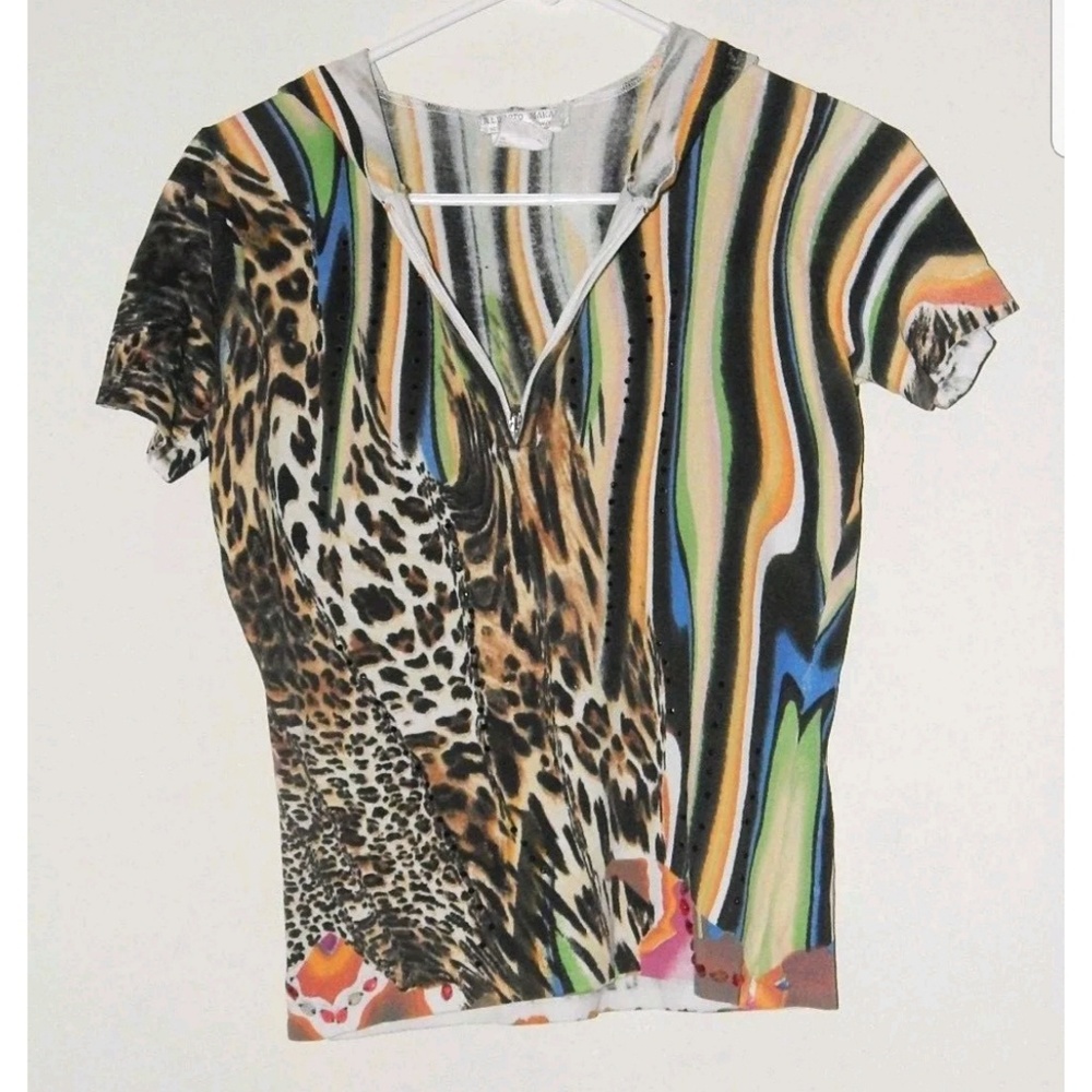 Alberto Makali Small Hooded Animal Print Pullover